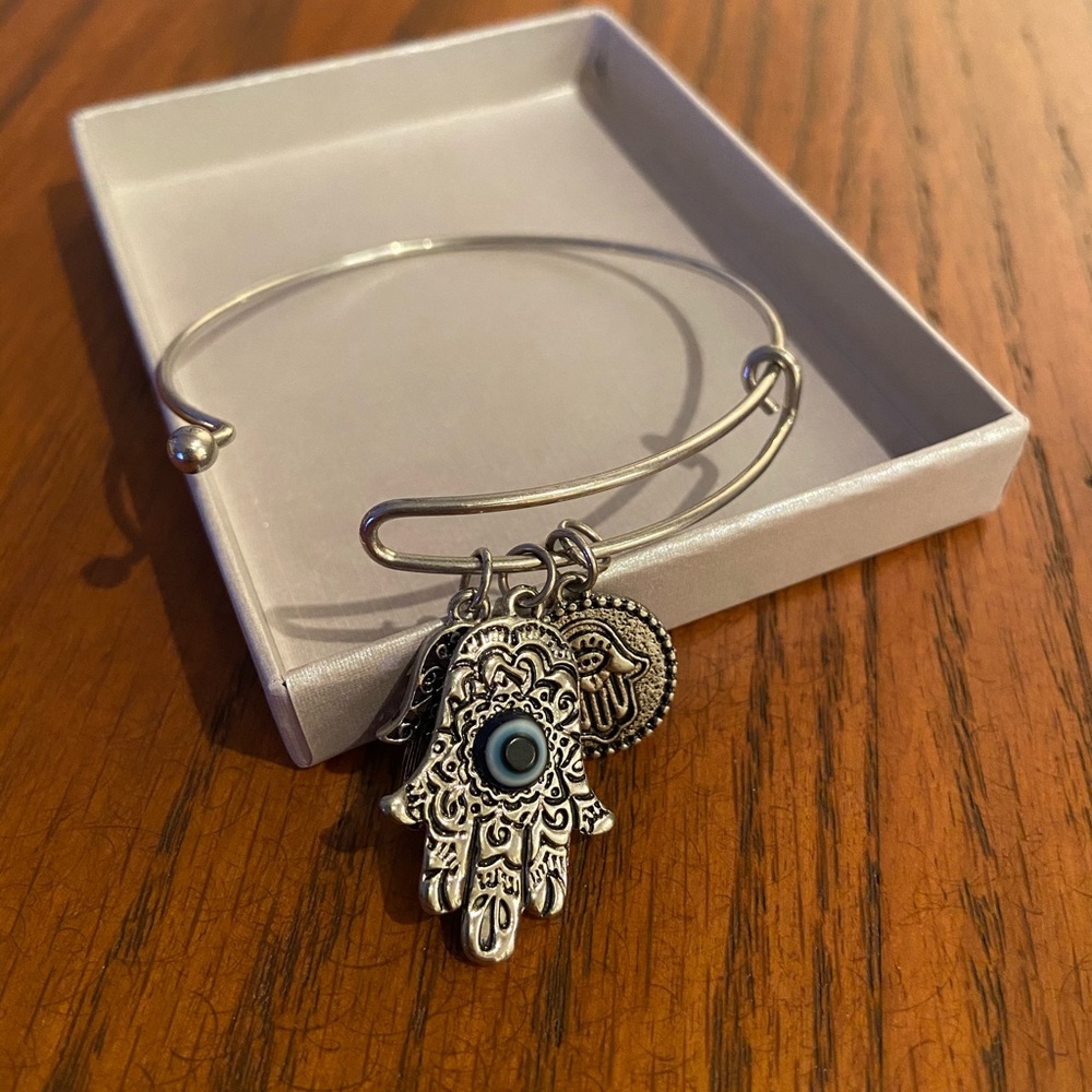 Third Eye Hamsa Silver Bangle